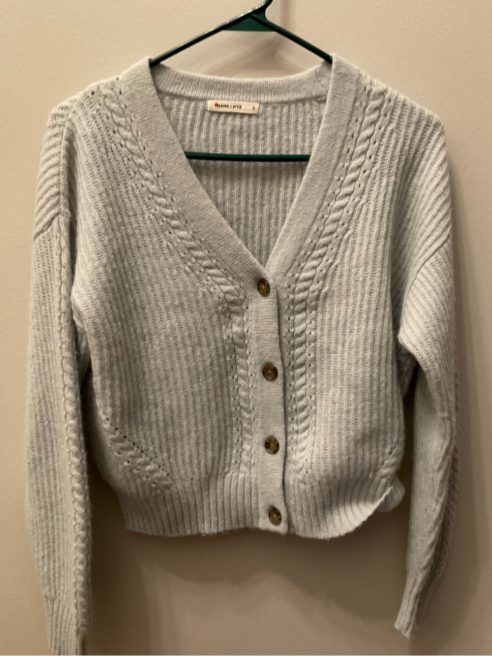 Marine Layer Light Blue Cable-Trim V-Neck Cardigan Size Small